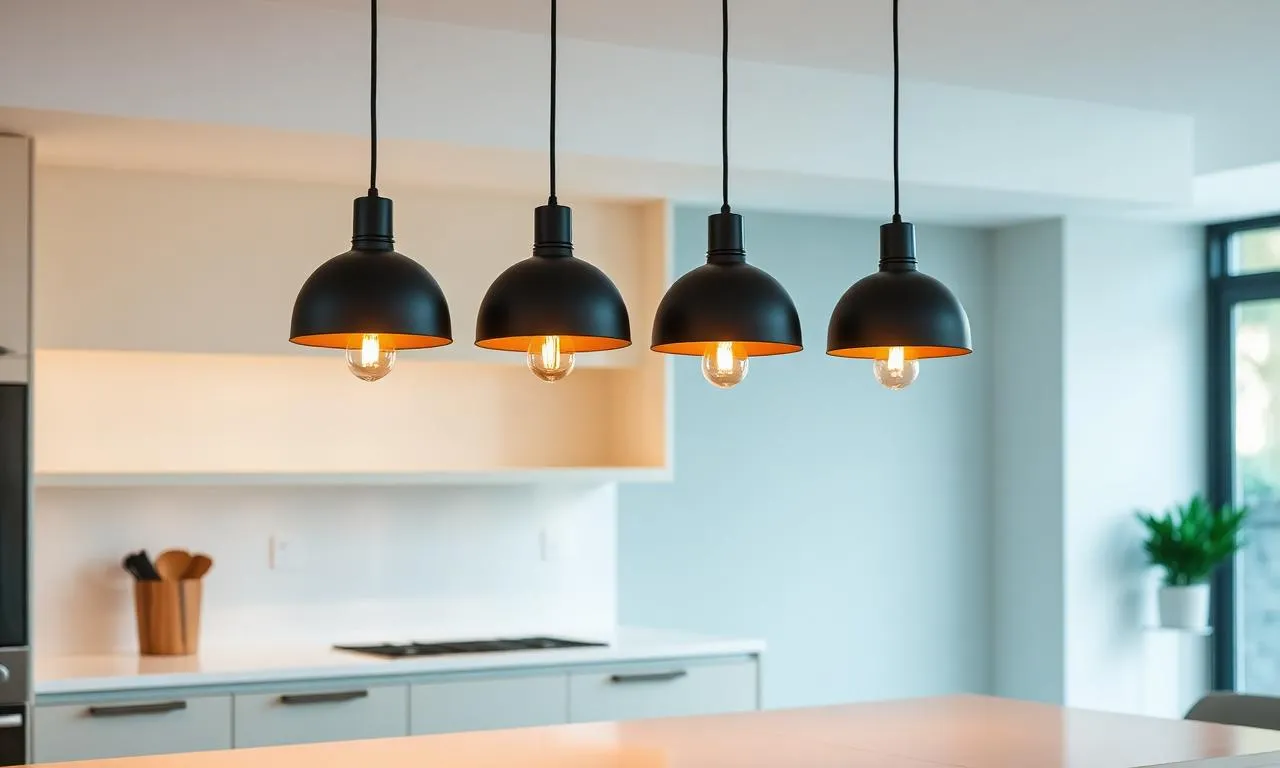 Bella Vista electrician installing feature pendants and dimmable LED downlights